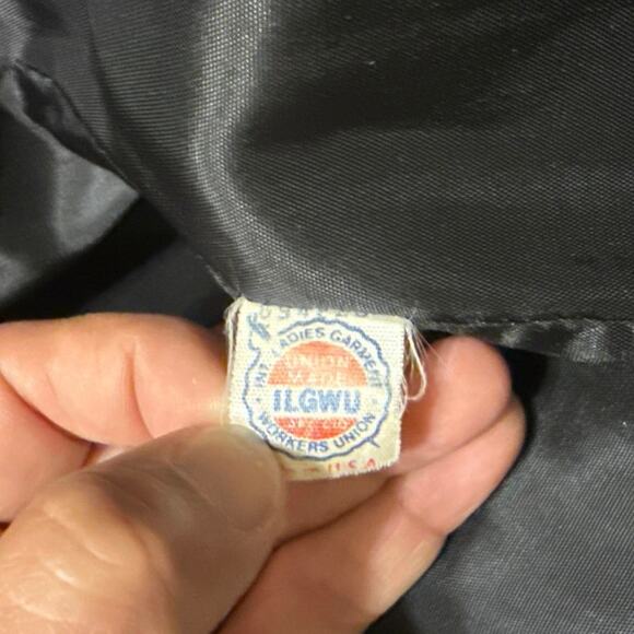 Alorna Vintage 80's Herringbone Double Breasted Coat Large Petite 3/4 Length USA - Picture 7 of 7